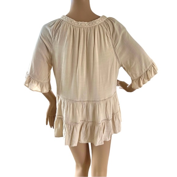 Miss Me Boho Tiered Lace Trim Tasseled Peasant - Picture 5 of 7